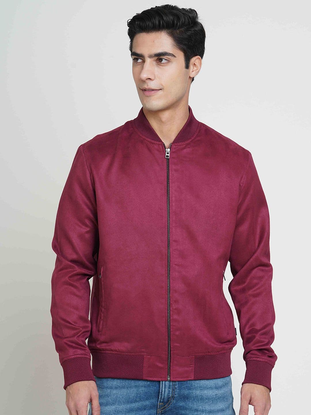 Jack & Jones Men Solid Suede Bomber Jacket - view 1
