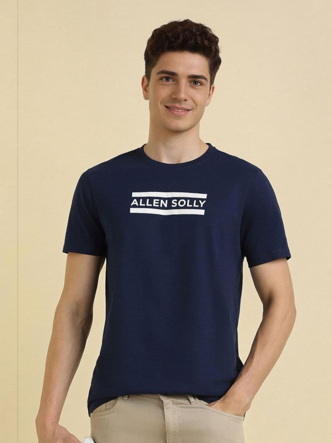 Allen Solly Men Typography Printed Round Neck Cotton Slim Fit T-shirt - view 1