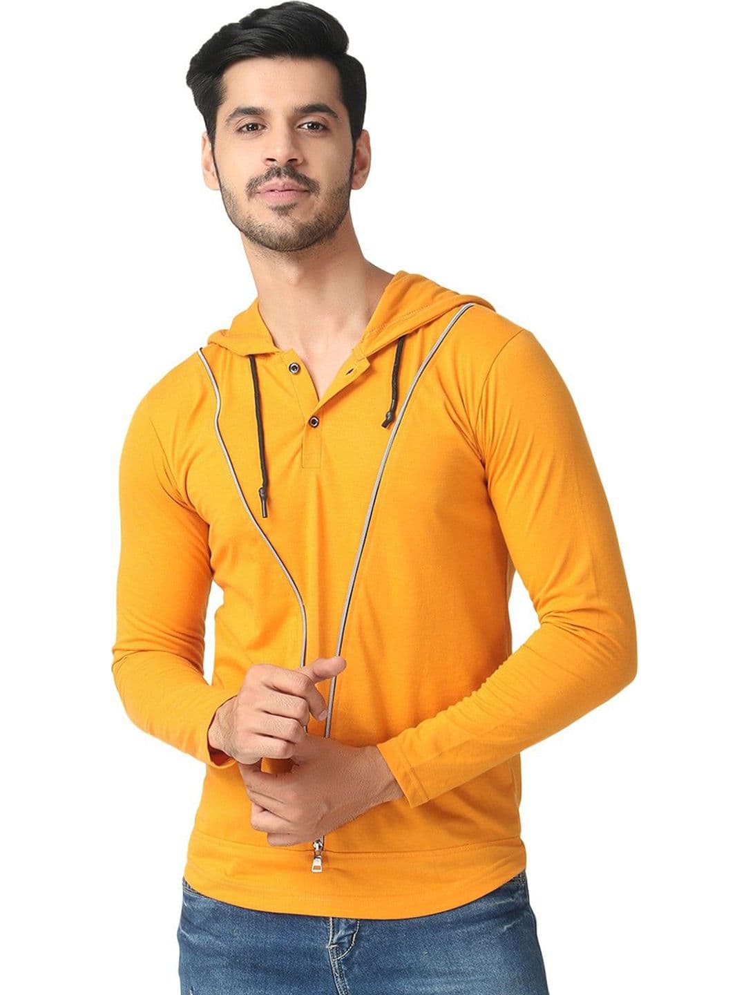 Black Collection Men Solid Hood Cotton T-shirt - view 1