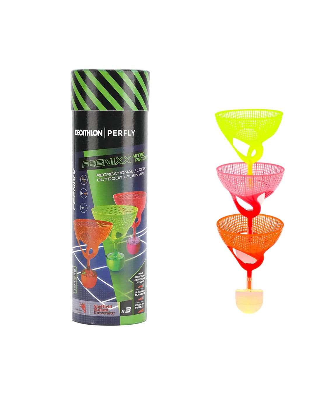 Decathlon Unisex Yellow Feenixx 530 Nite Visibility Badminton Plastic Shuttlecock - view 1