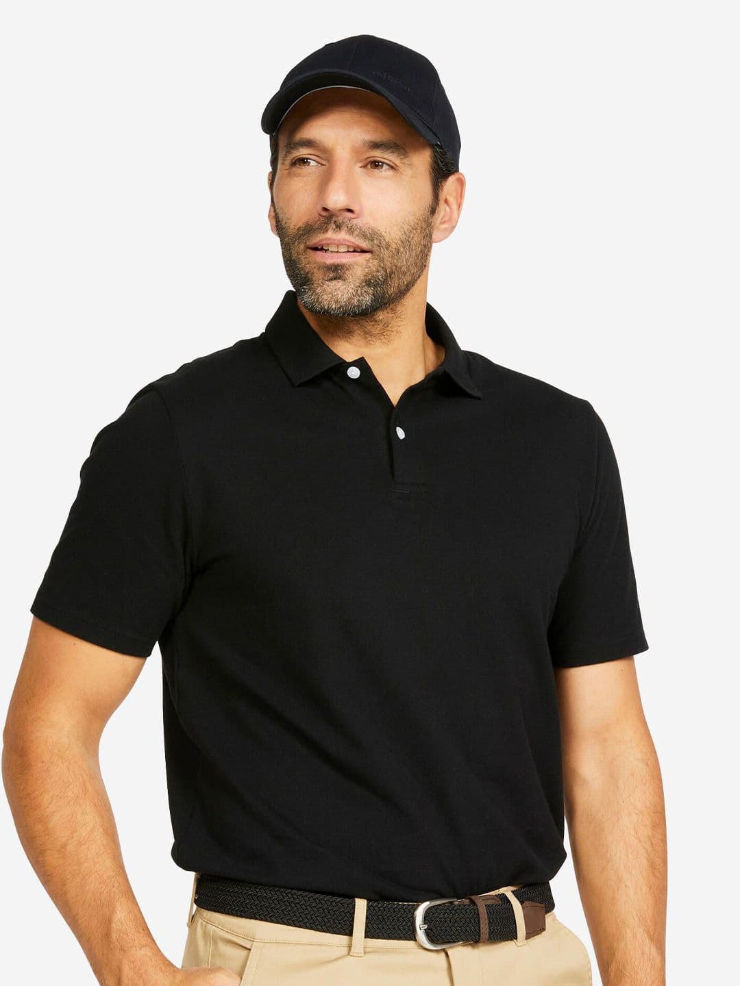 Decathlon Inesis - Men Black MW100 Stretchable Polo T-shirt - view 1