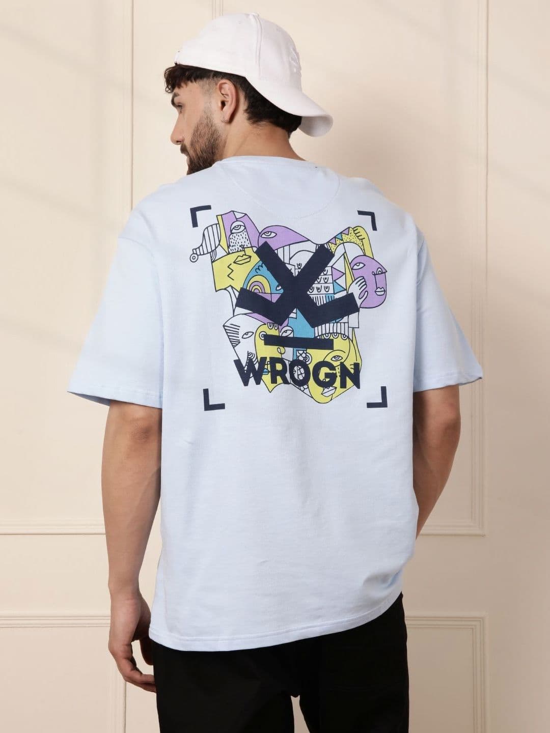 WROGN Men Graphic Printed Round Neck Cotton Oversized T-shirt - view 1