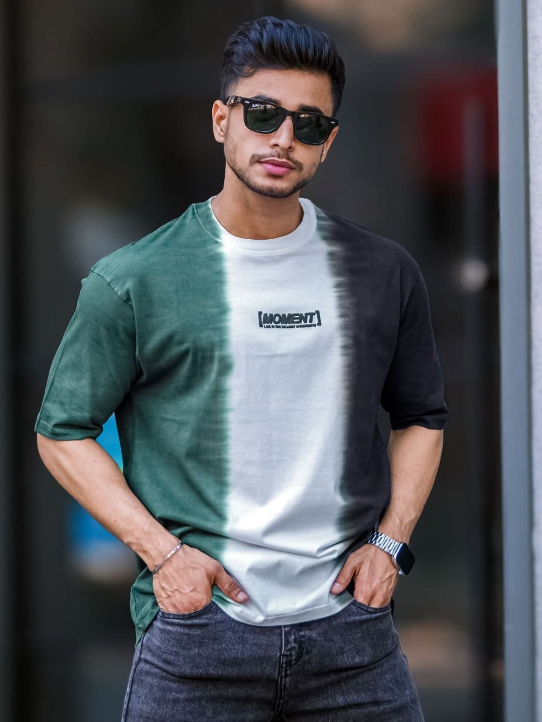 Maniac Men Dyed Round Neck Cotton Oversized T-shirt - view 1