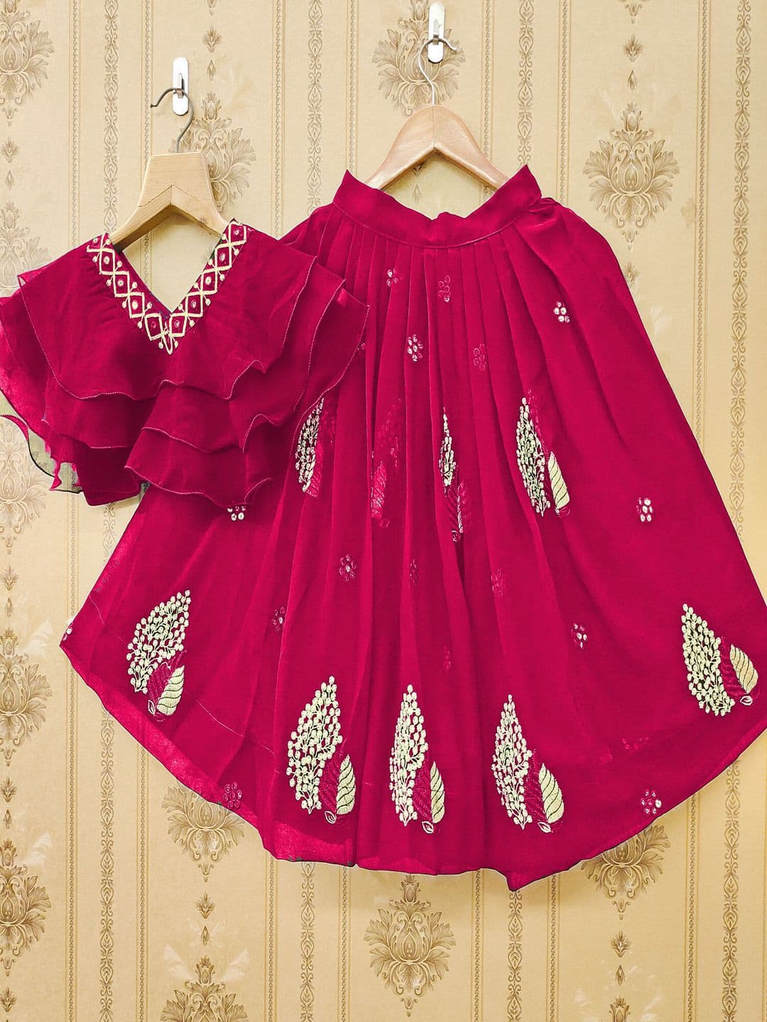 BAESD Girls Embroidered Mukaish Ready to Wear Lehenga & - view 1