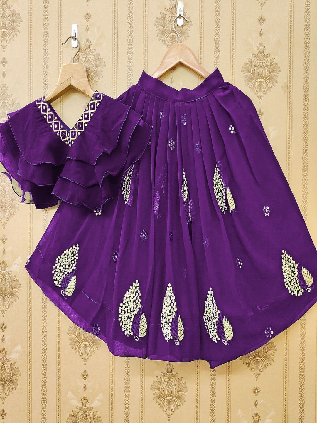 BAESD Girls Embroidered Mukaish Ready to Wear Lehenga & - view 1