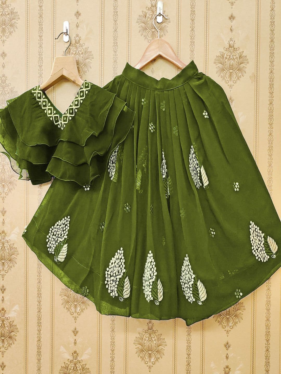 BAESD Girls Embroidered Mukaish Ready to Wear Lehenga & - view 1