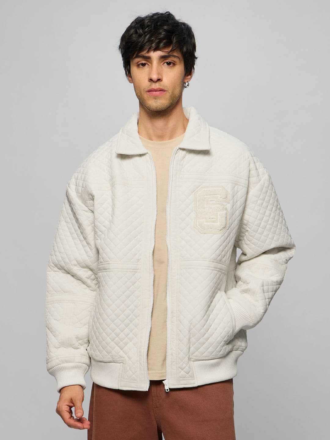 The Souled Store Men Spread Collar Solid Casual Lightweight Puffer Jacket - view 1