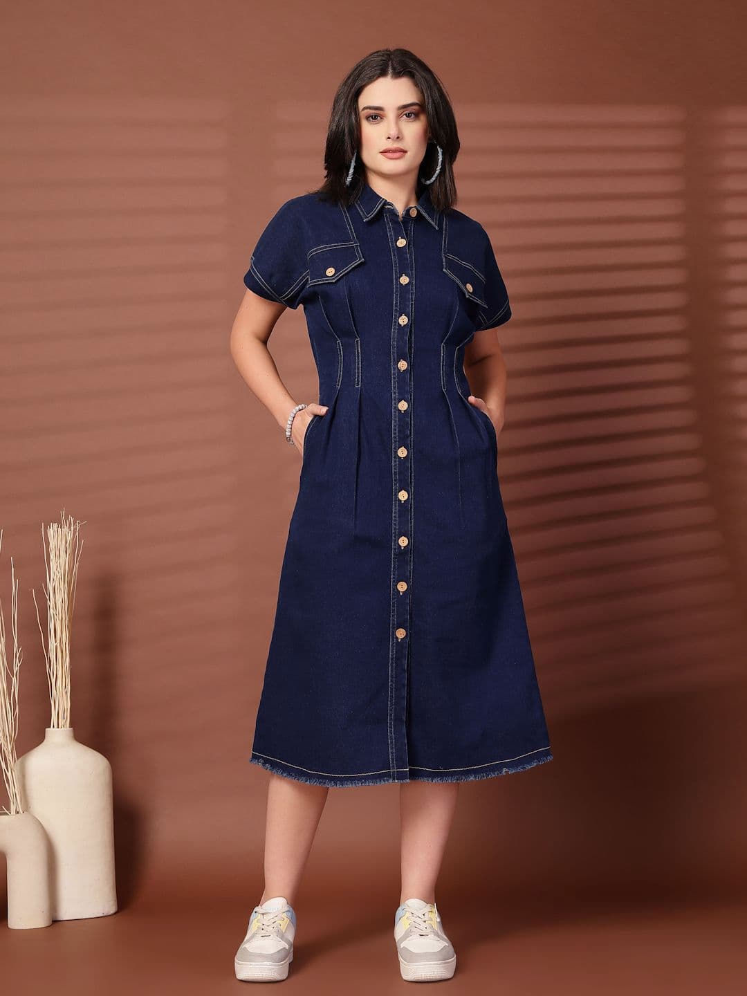 plusS Women Shirt Midi Dress - view 1