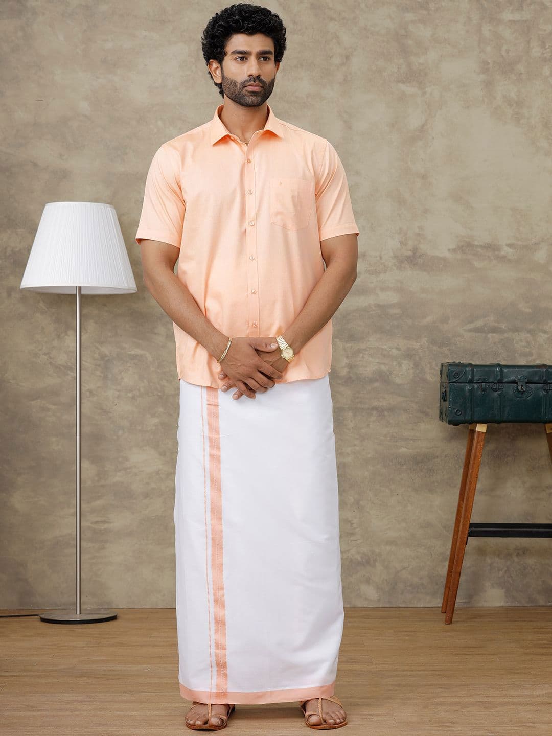 Ramraj Men Evolution Shirt & Border Dhoti Set - view 1