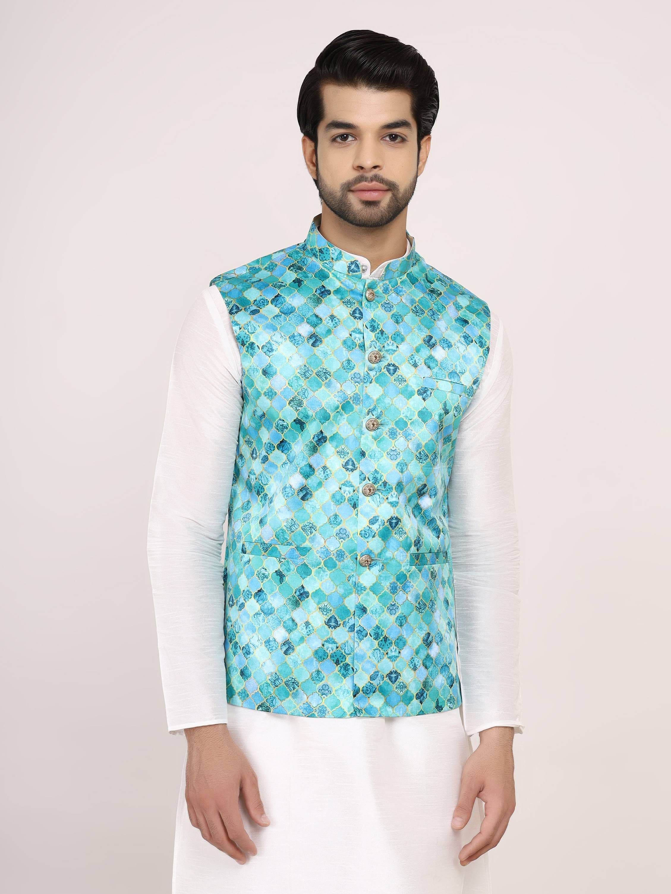 Sadree Men Printed Nehru Jacket - view 1