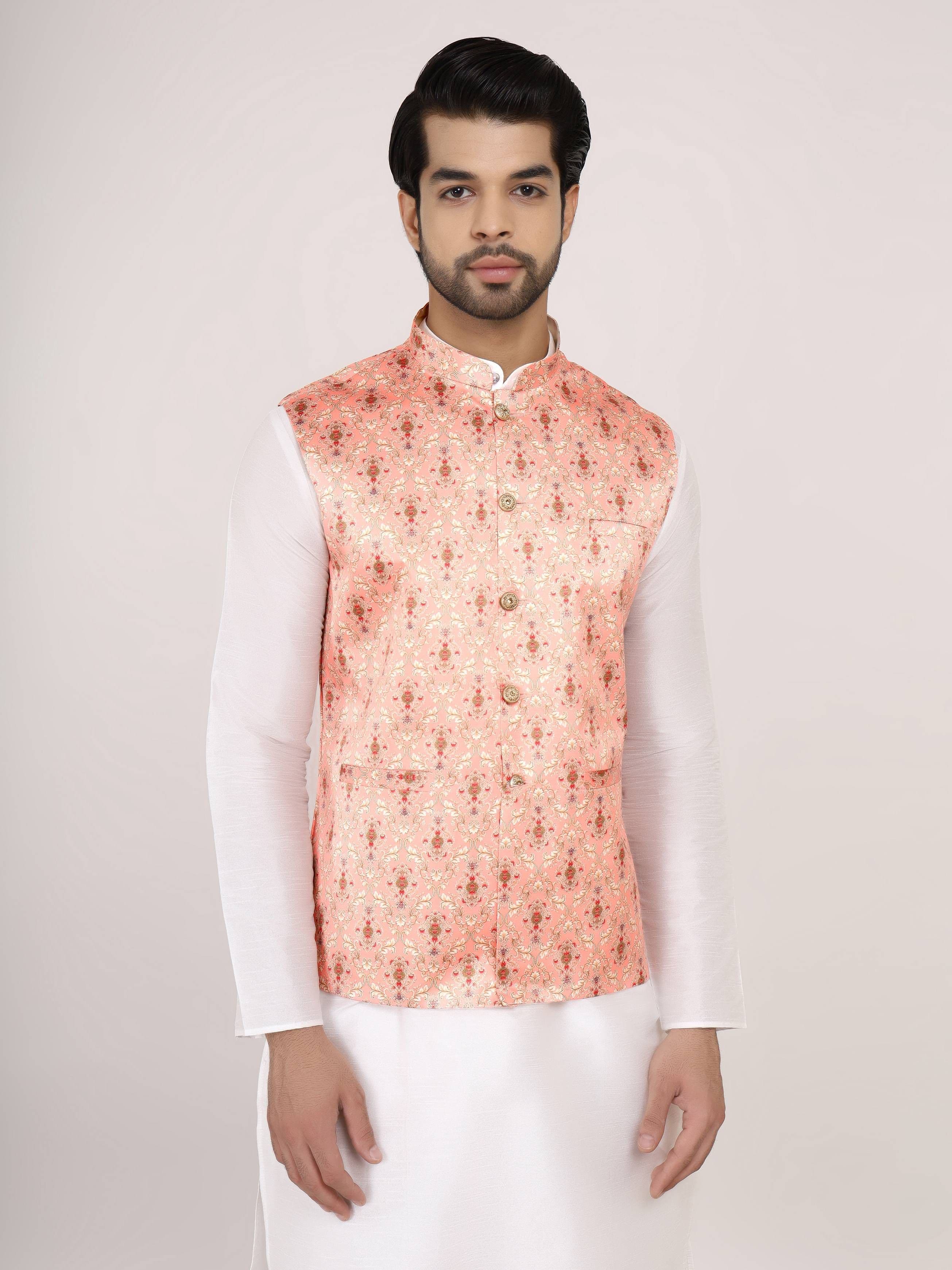 Sadree Men Floral Printed Nehru Jacket - view 1