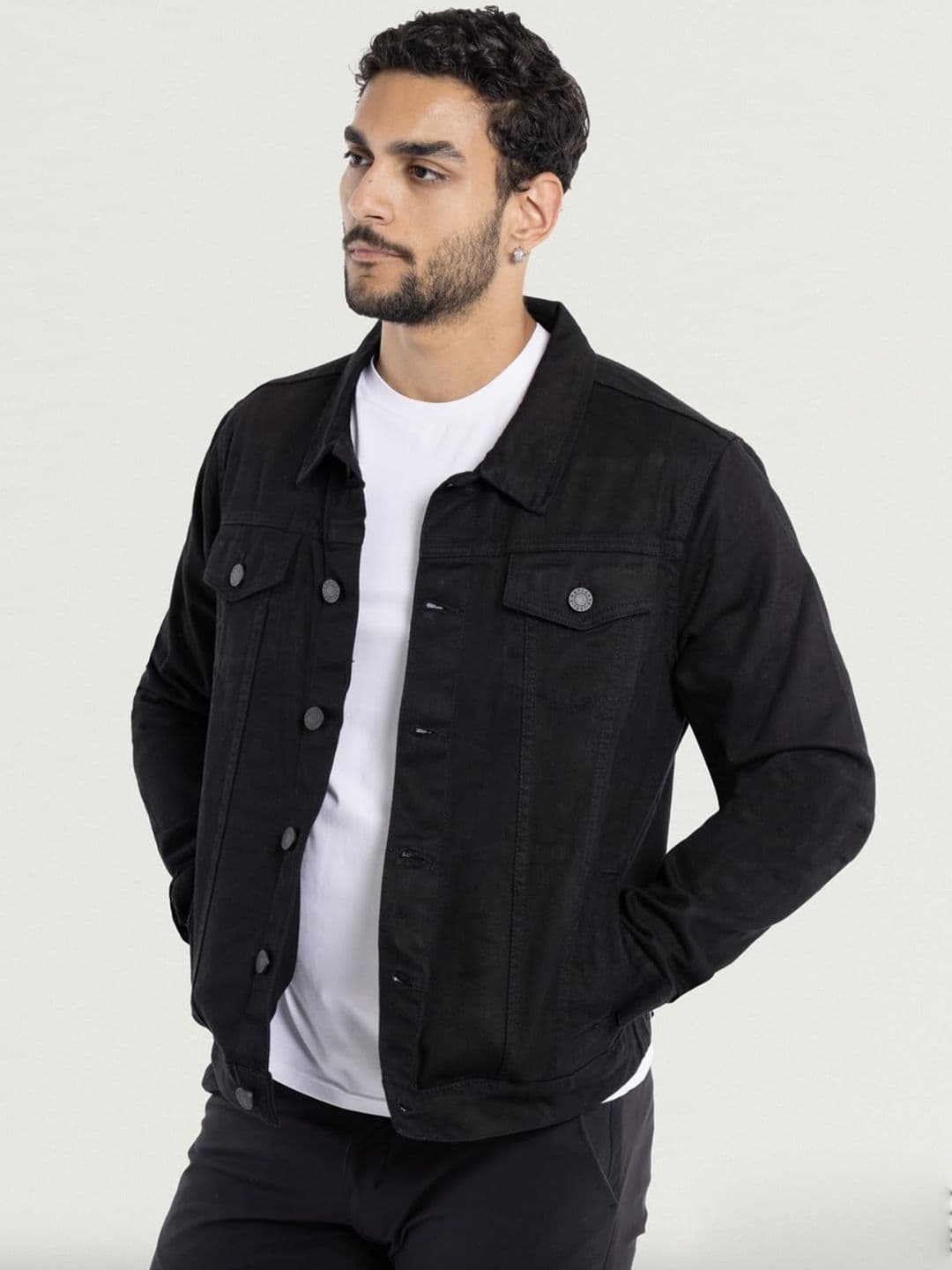 MASTERLY WEFT Men Spread Collar Solid Casual Denim Jacket - view 1