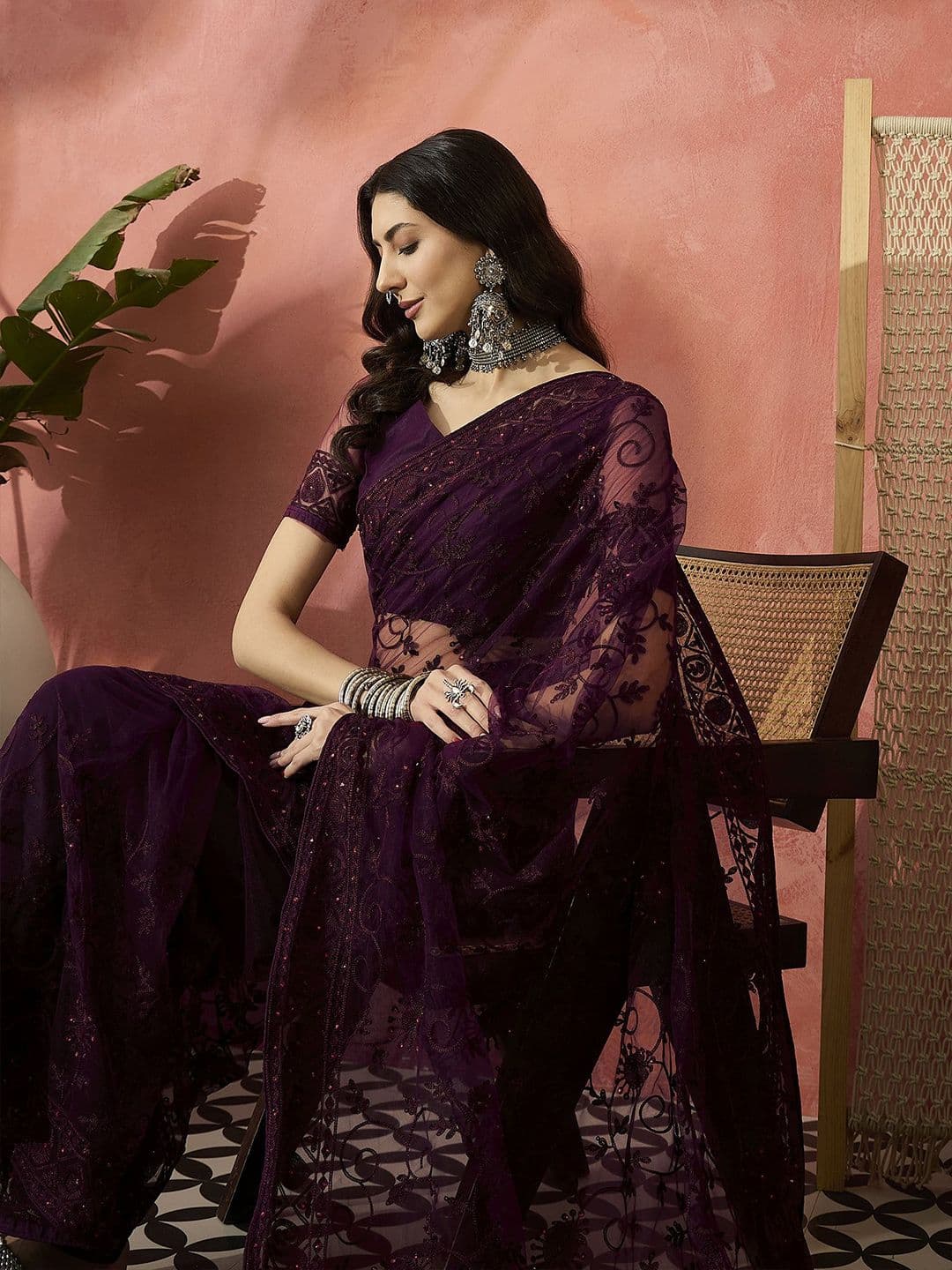 Sangria Embroidered Saree - view 1