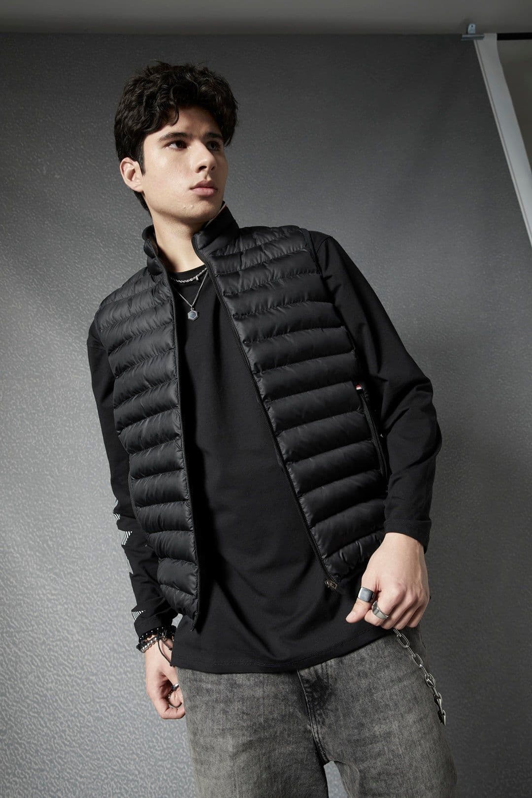 VOLTEDGE Men Mock Collar Solid Cotton Casual Lightweight Gilet Jacket - view 1