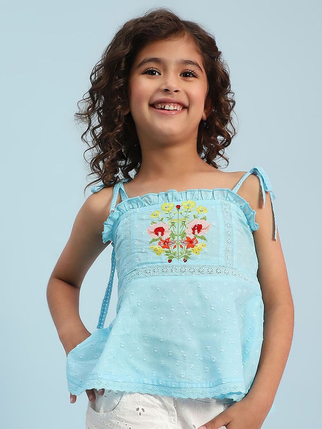 Biba Girls Floral Cotton Peplum Top - view 1