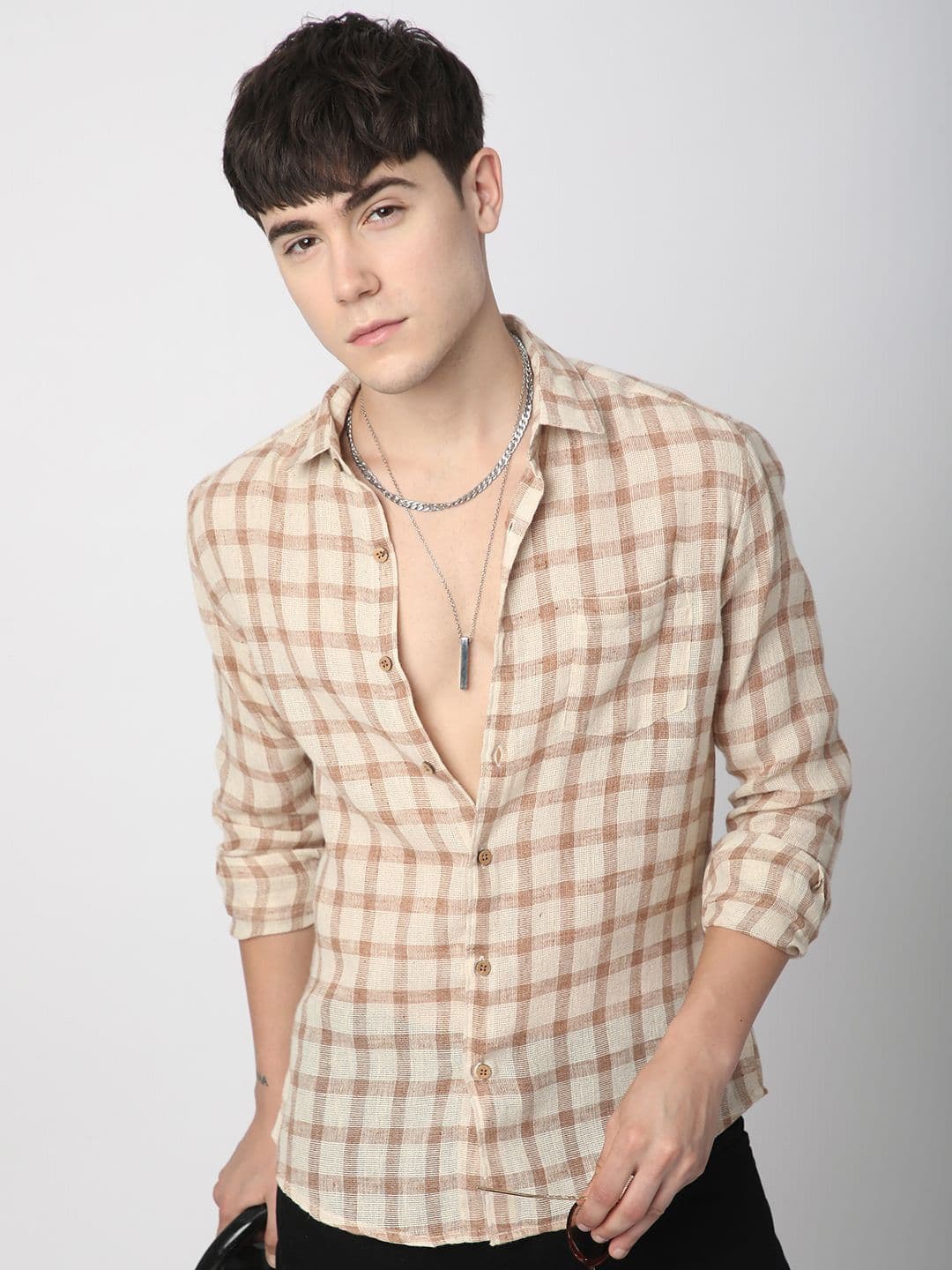 VASTRADO Men Classic Fit Spread Collar Textured Cotton Casual Shirt - view 1