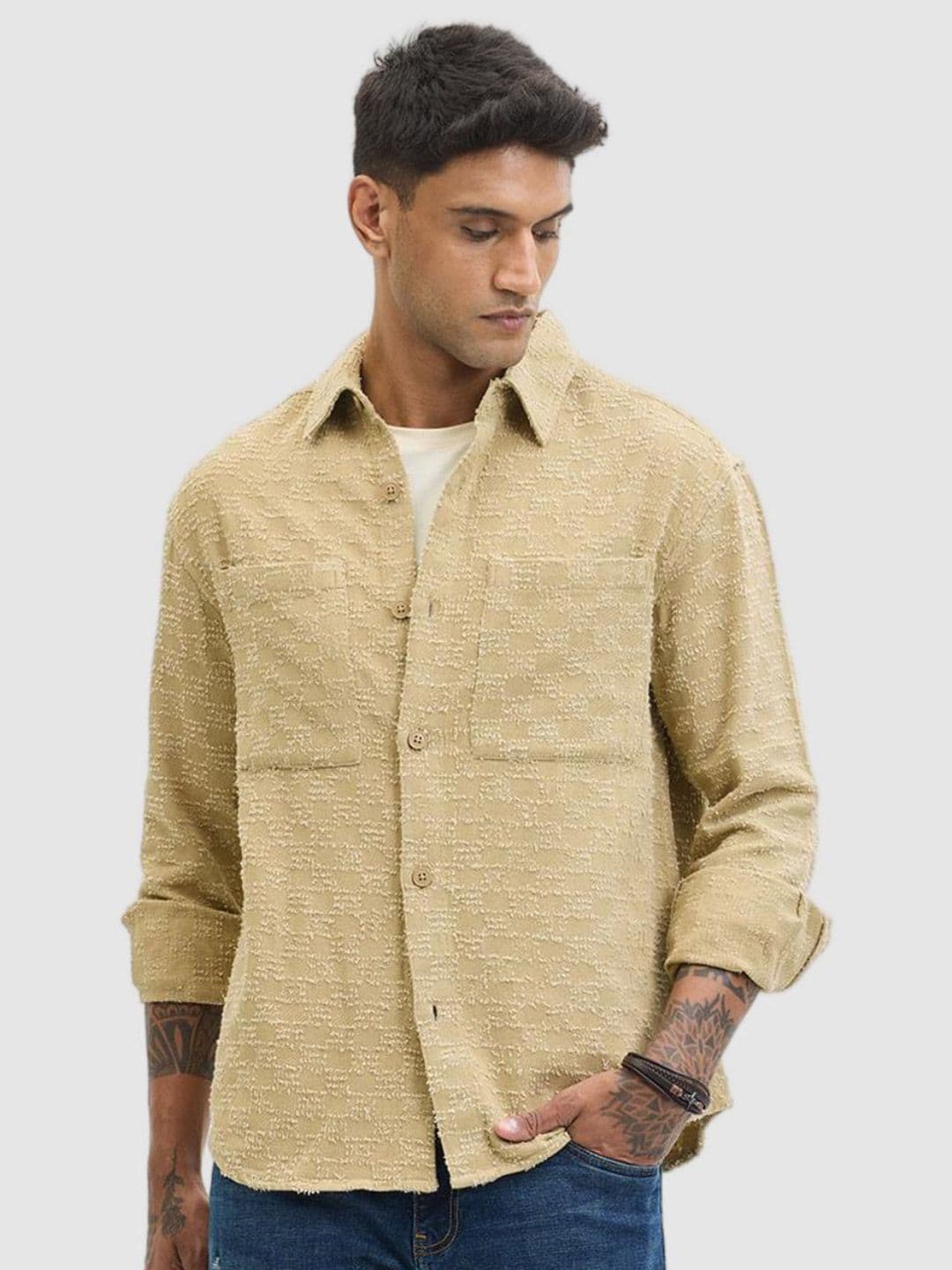 Snitch Beige Textured Overshirt - view 1