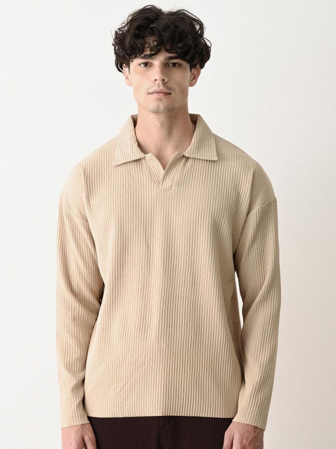 CLAFOUTIS Men Self Design Polo Collar Relaxed Fit T-shirt - view 1