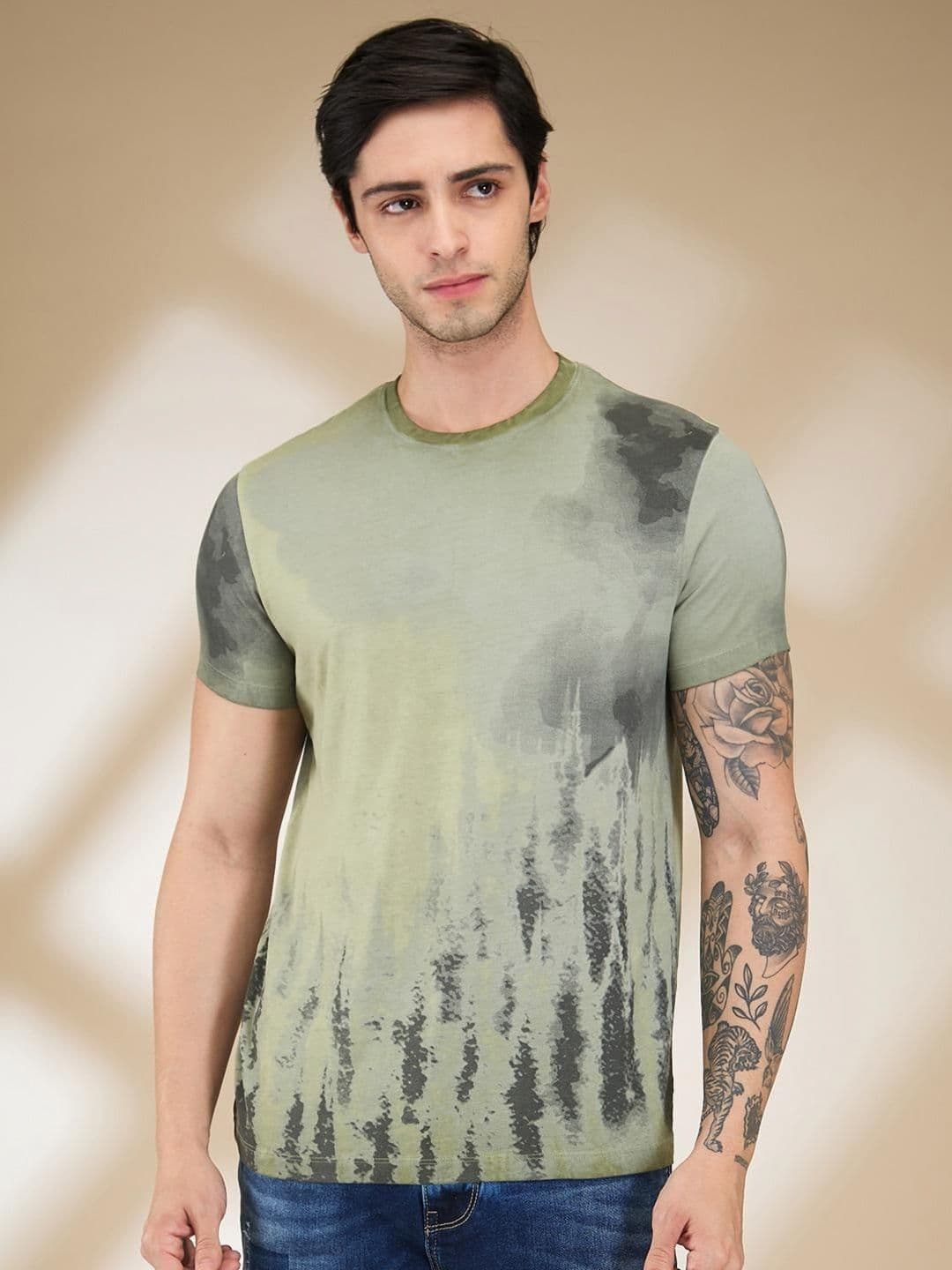 Being Human Men Abstract Printed Round Neck Cotton T-shirt - view 1
