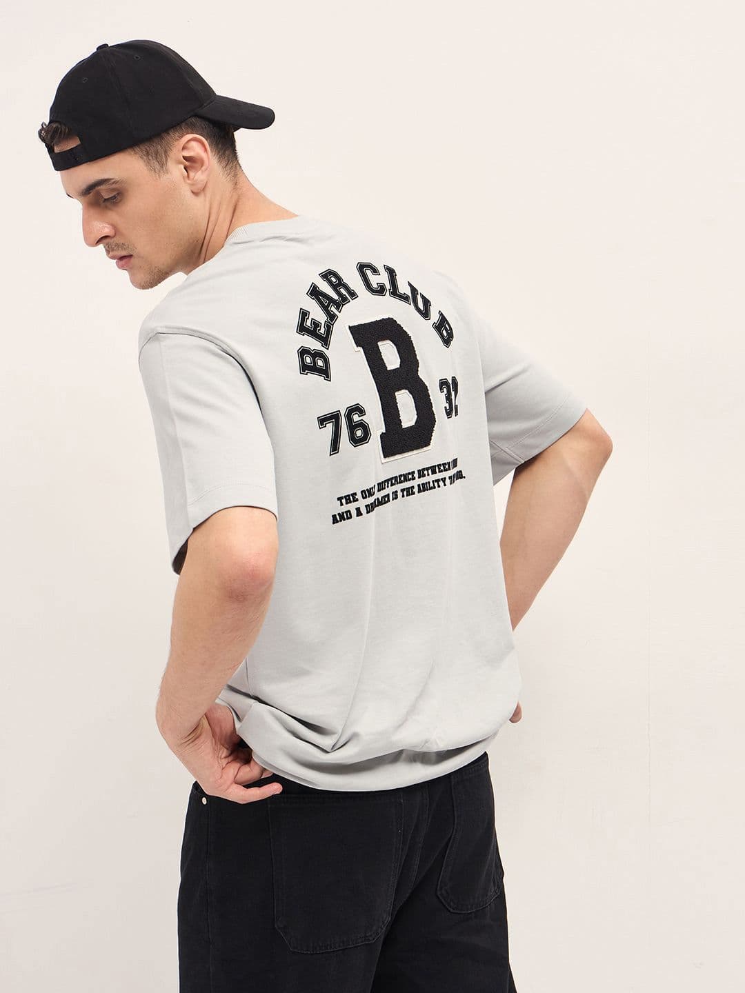 THE BEAR HOUSE Men Typography Printed Round Neck Cotton Oversized T-shirt - view 1
