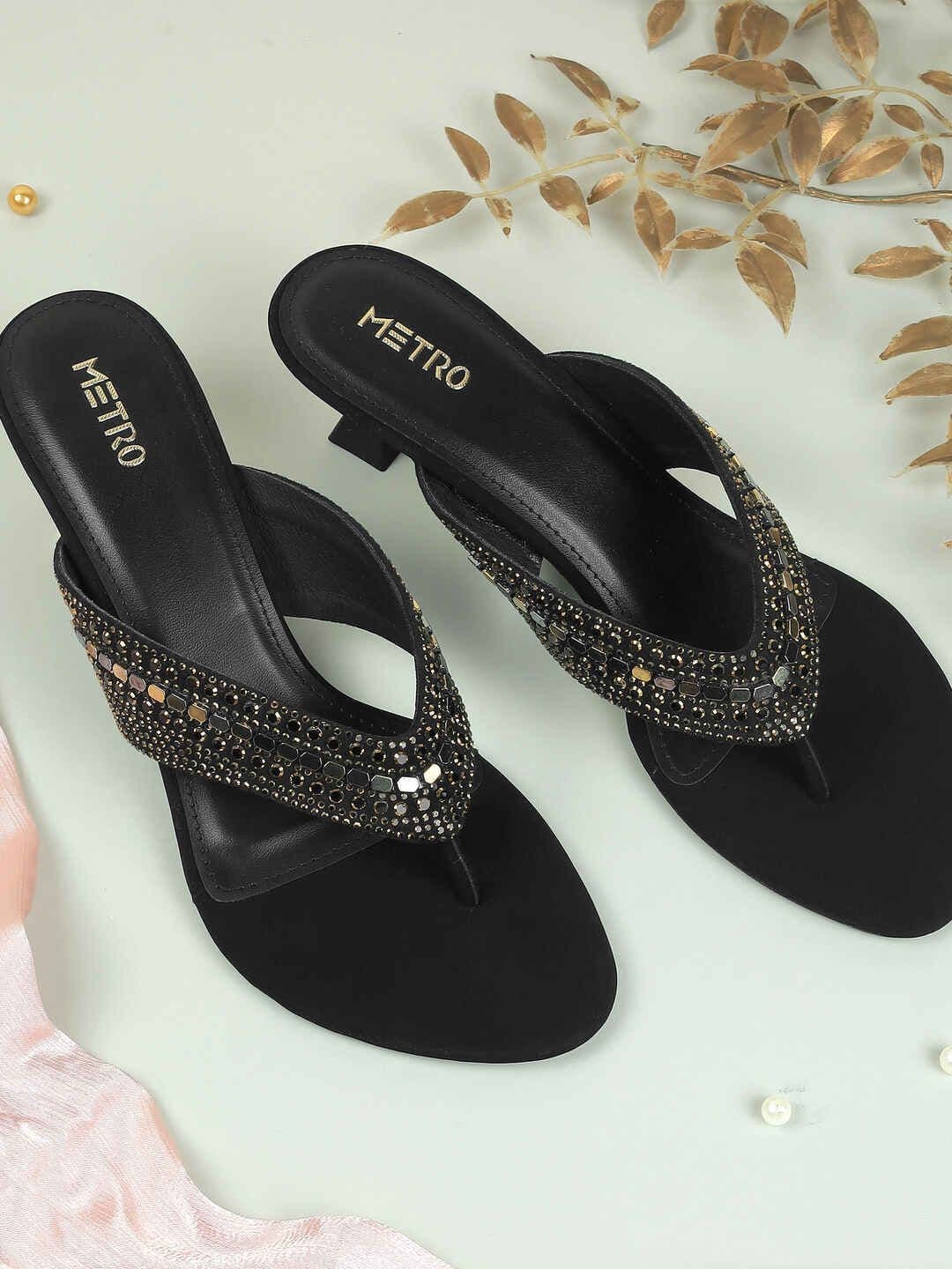 Metro Women Embellished Kitten Heel Sandals - view 1