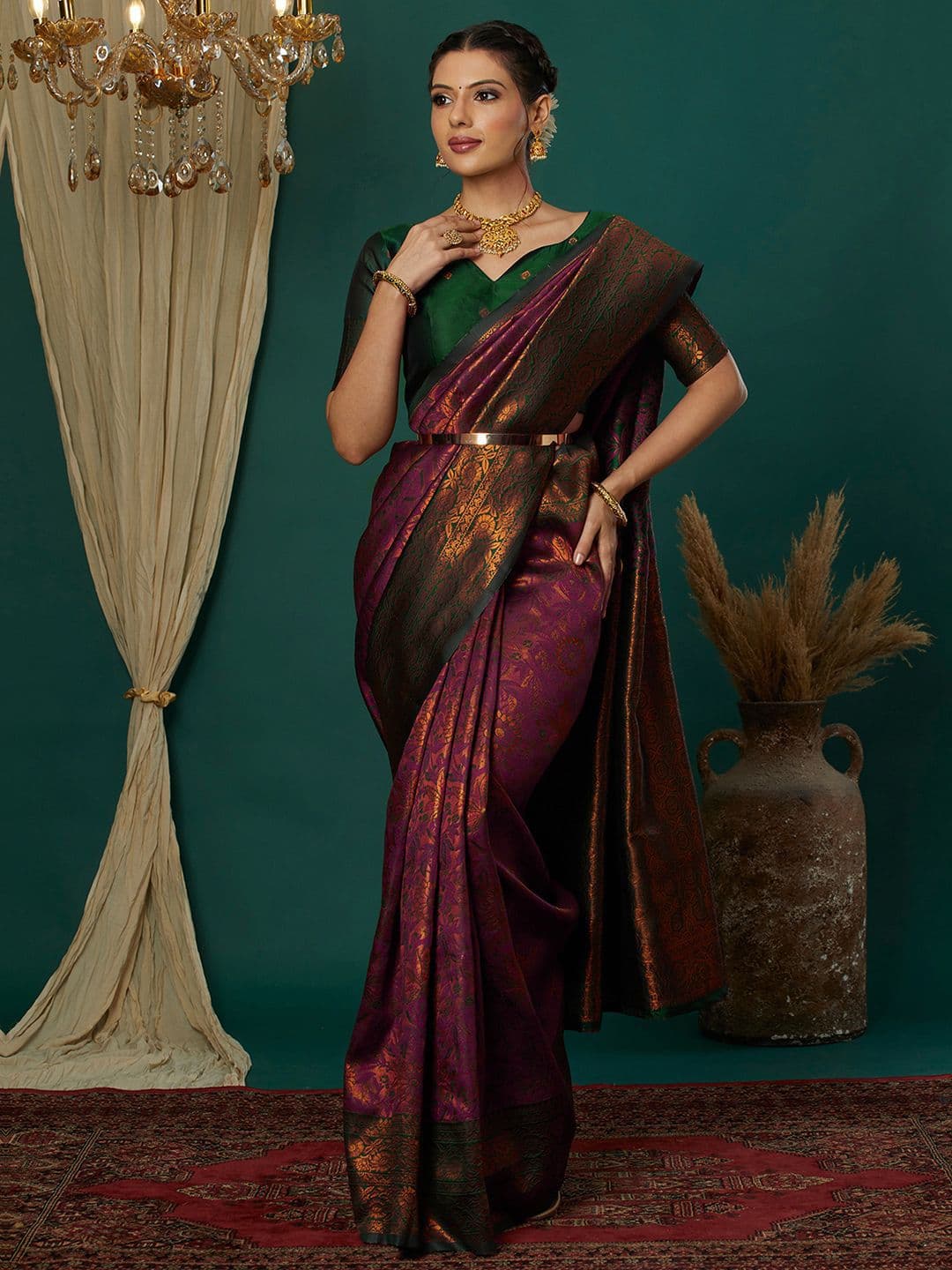 Mitera Ethnic Motifs Woven Design Zari Banarasi Saree - view 1