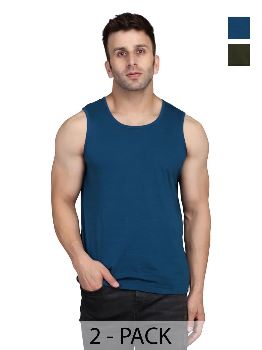 WOOSTRO Men Pack Of 2 Solid Round Neck Cotton Slim Fit T-shirts - view 1
