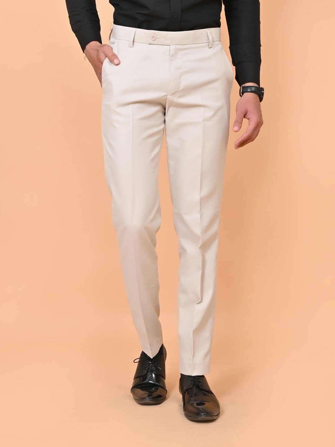 el cielo Men Relaxed Easy Wash Slim Fit Formal Trousers - view 1