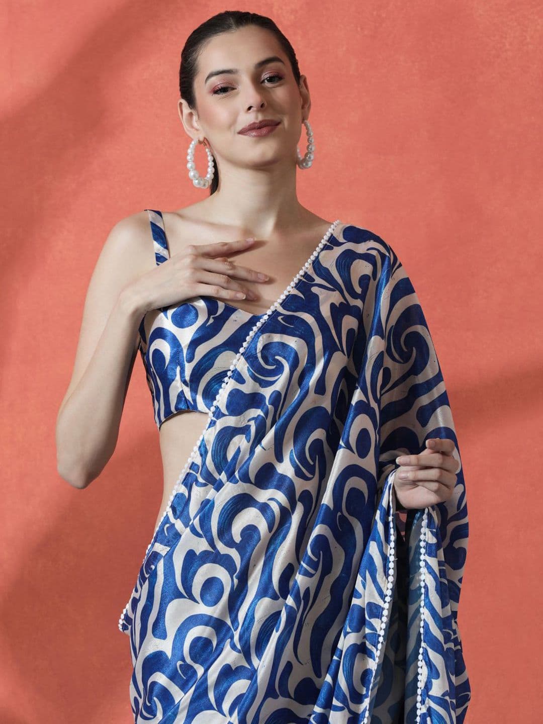 Sangria Satin Digital Printed Ready to wear Saree - view 1