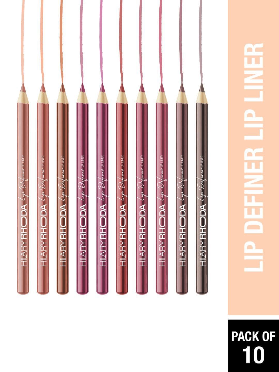 Hilary Rhoda Set Of 10 Smooth Application Lip Definer Long Lasting Lip Liner - 9.3 g Each - view 1