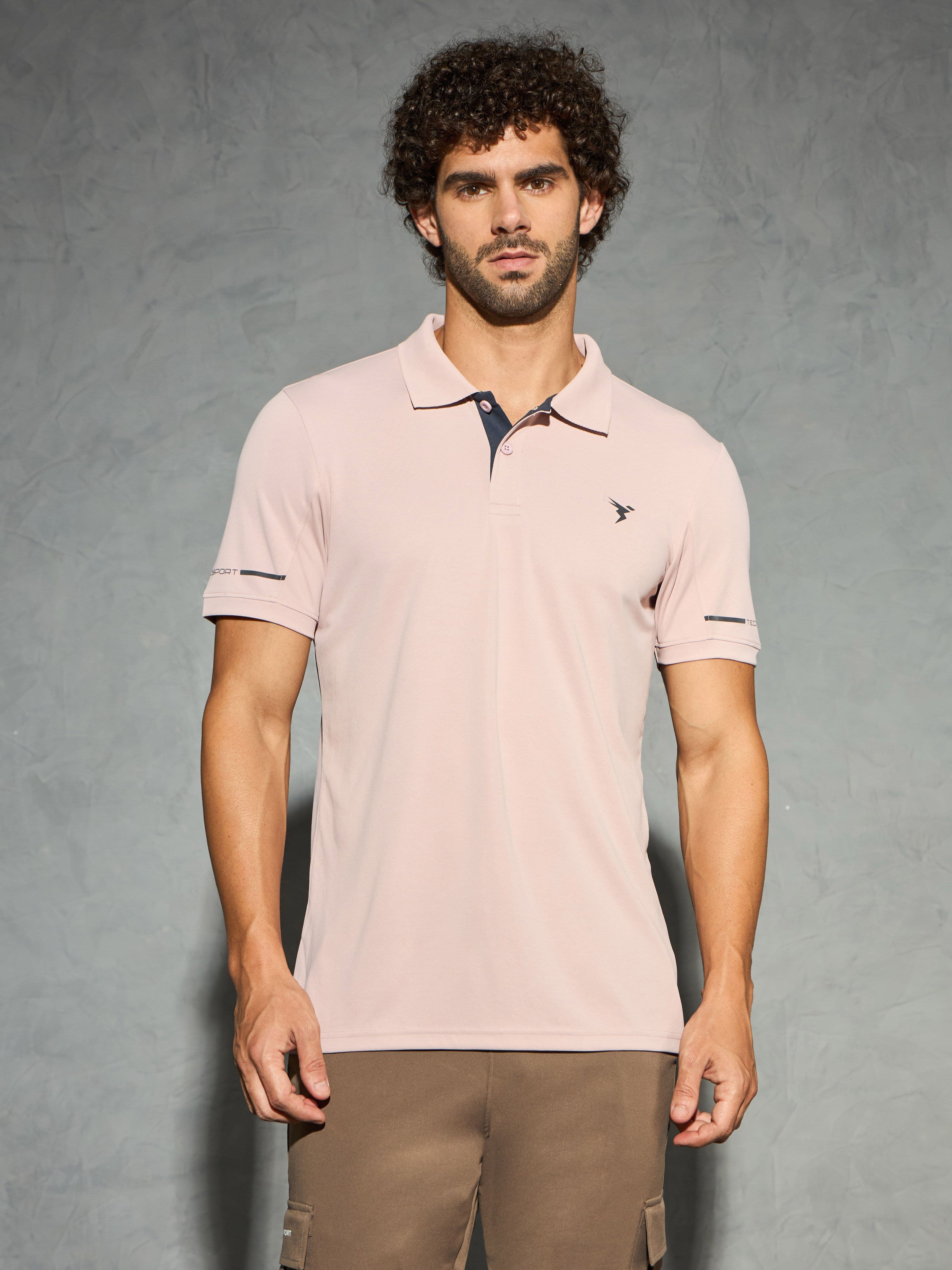 Technosport Men Solid Polo Collar Antimicrobial Slim Fit T-shirt - view 1