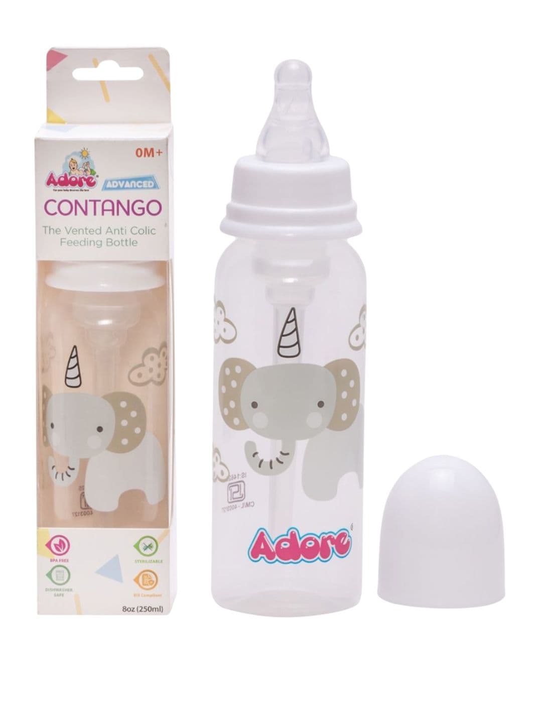 Adore CONTANGO Kids - Unisex White Baby Feeding Bottle- 250ml - view 1