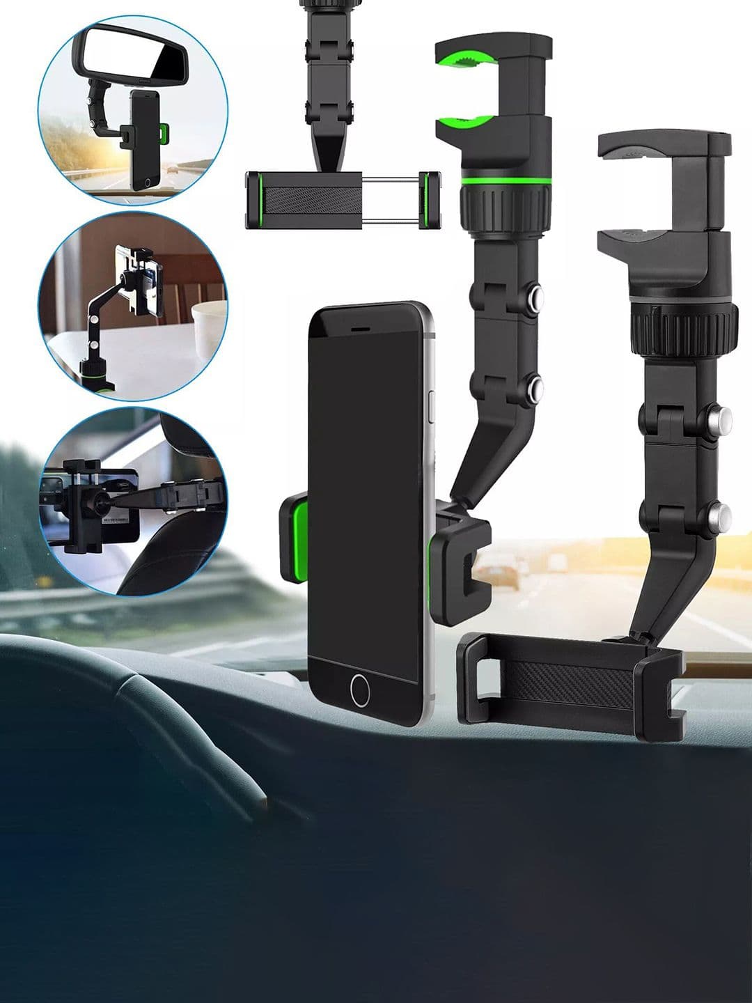 Flenzy Solid 360 Degree Rotating Retractable And Foldable Car Phone Holder Holster Cover - view 1