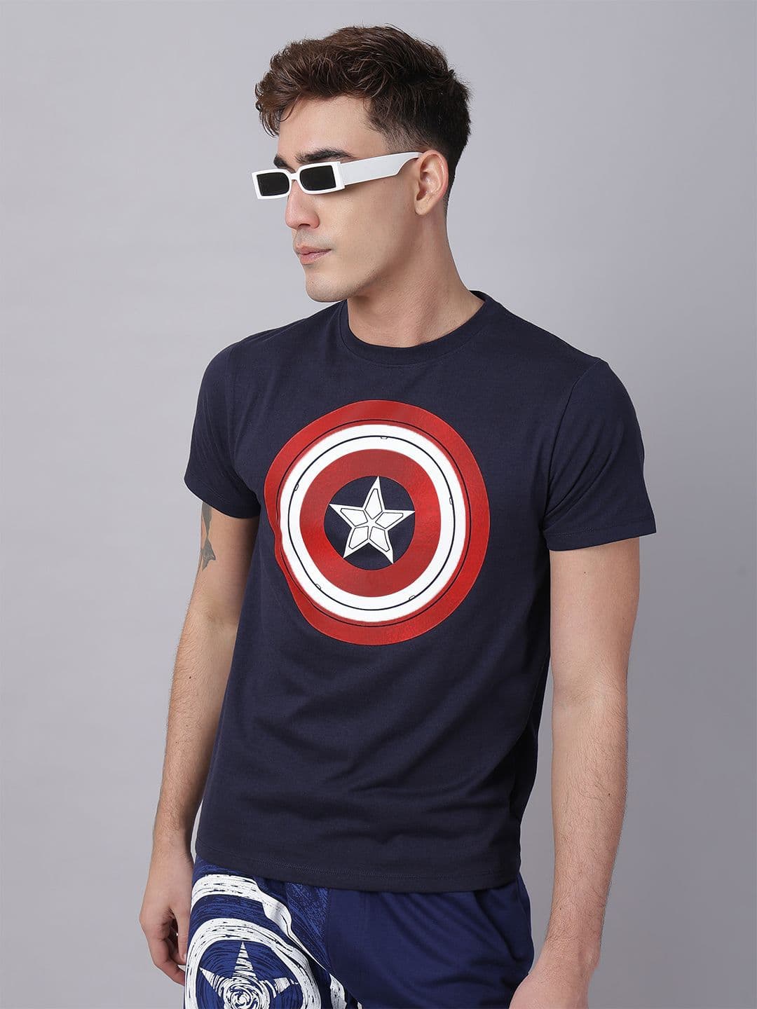 Free Authority Men Captain America Graphic Printed Round Neck Cotton T-shirt - view 1