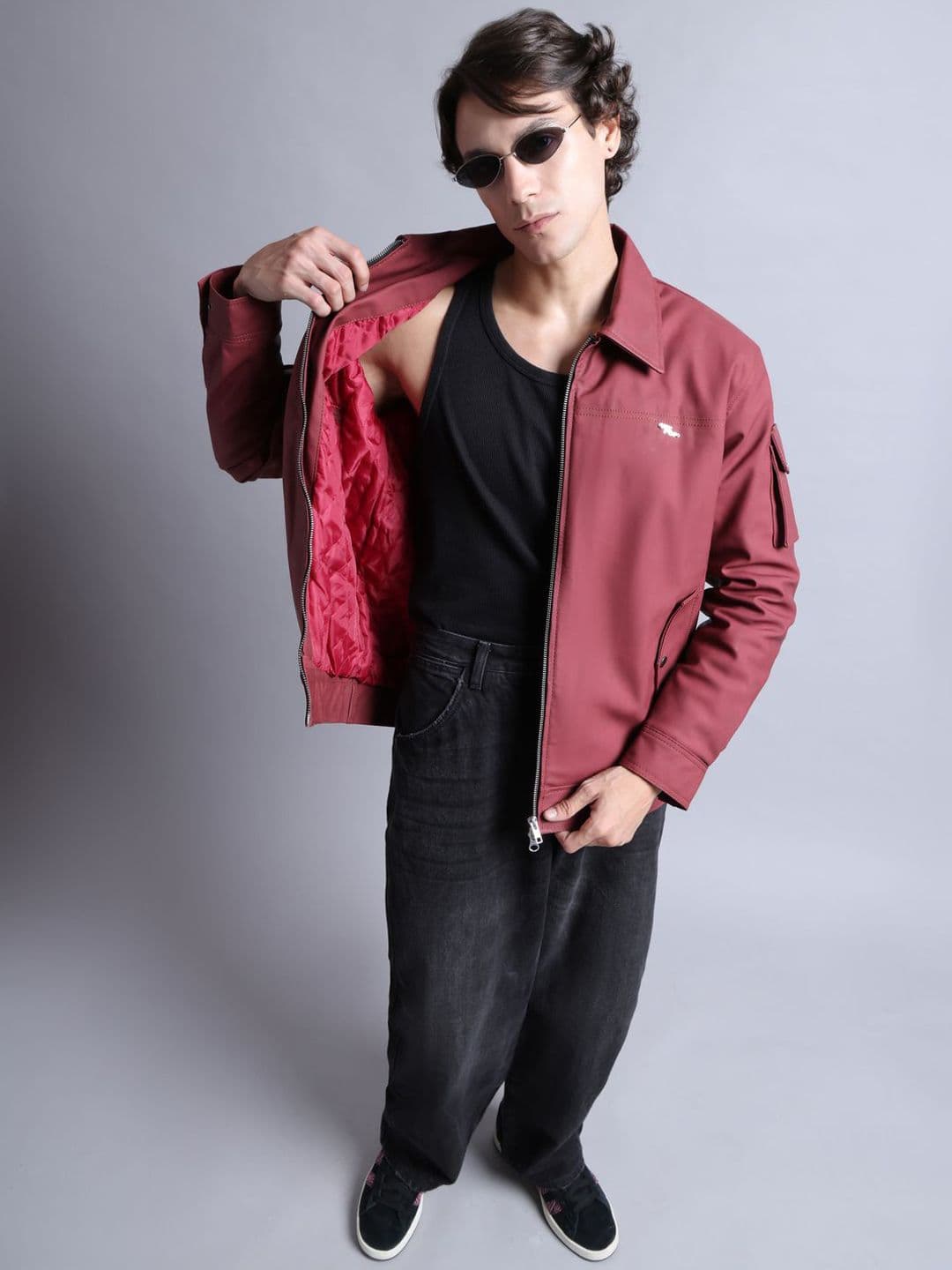 TAG 7 Men Spread Collar Solid Casual Bomber Jacket - view 1