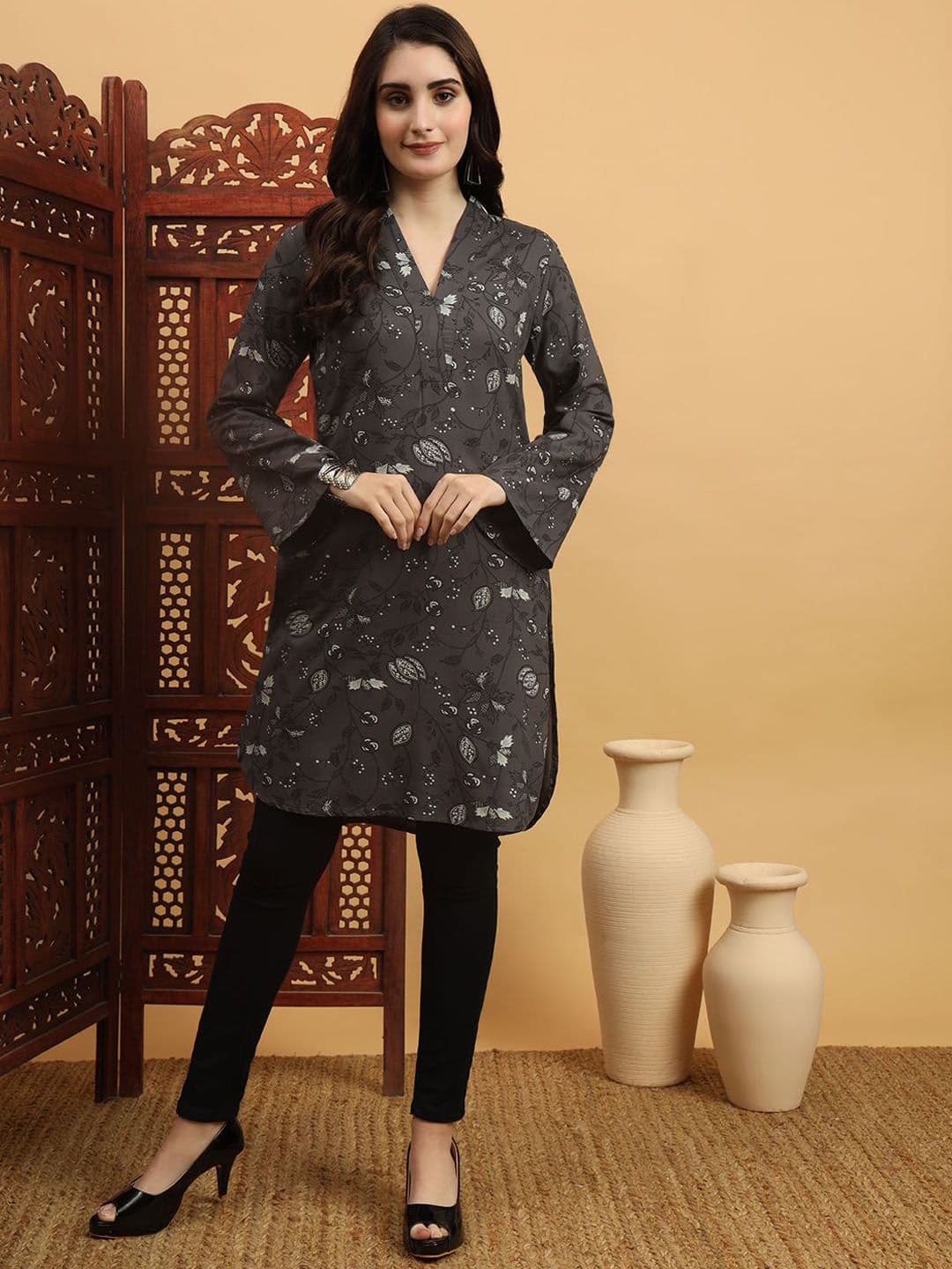 Anouk Rustic Women Floral Printed Flared Sleeves Floral Kurta - view 1