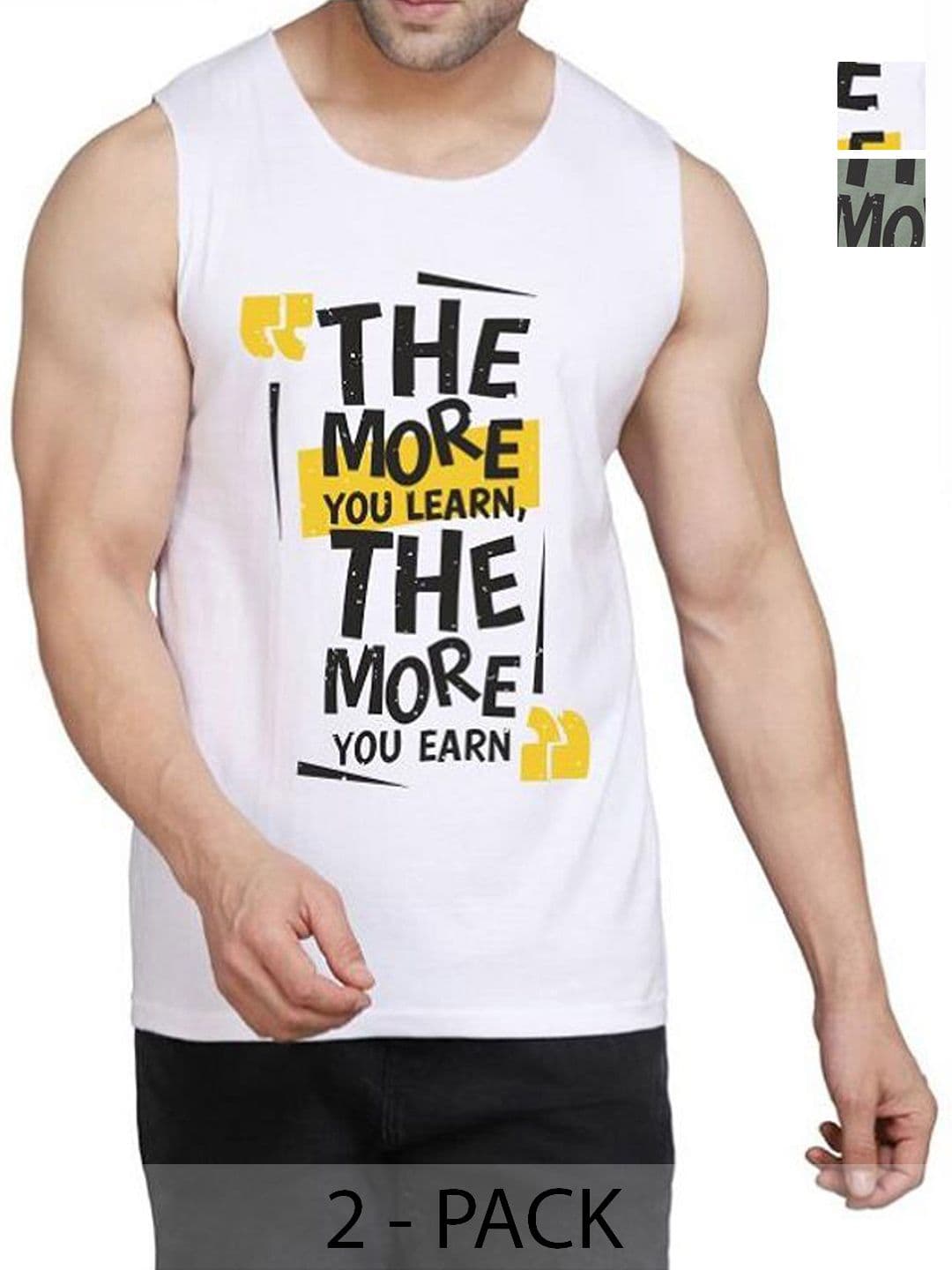 WOOSTRO Men Pack Of 2 Typography Printed Round Neck Cotton Slim Fit T-shirts - view 1