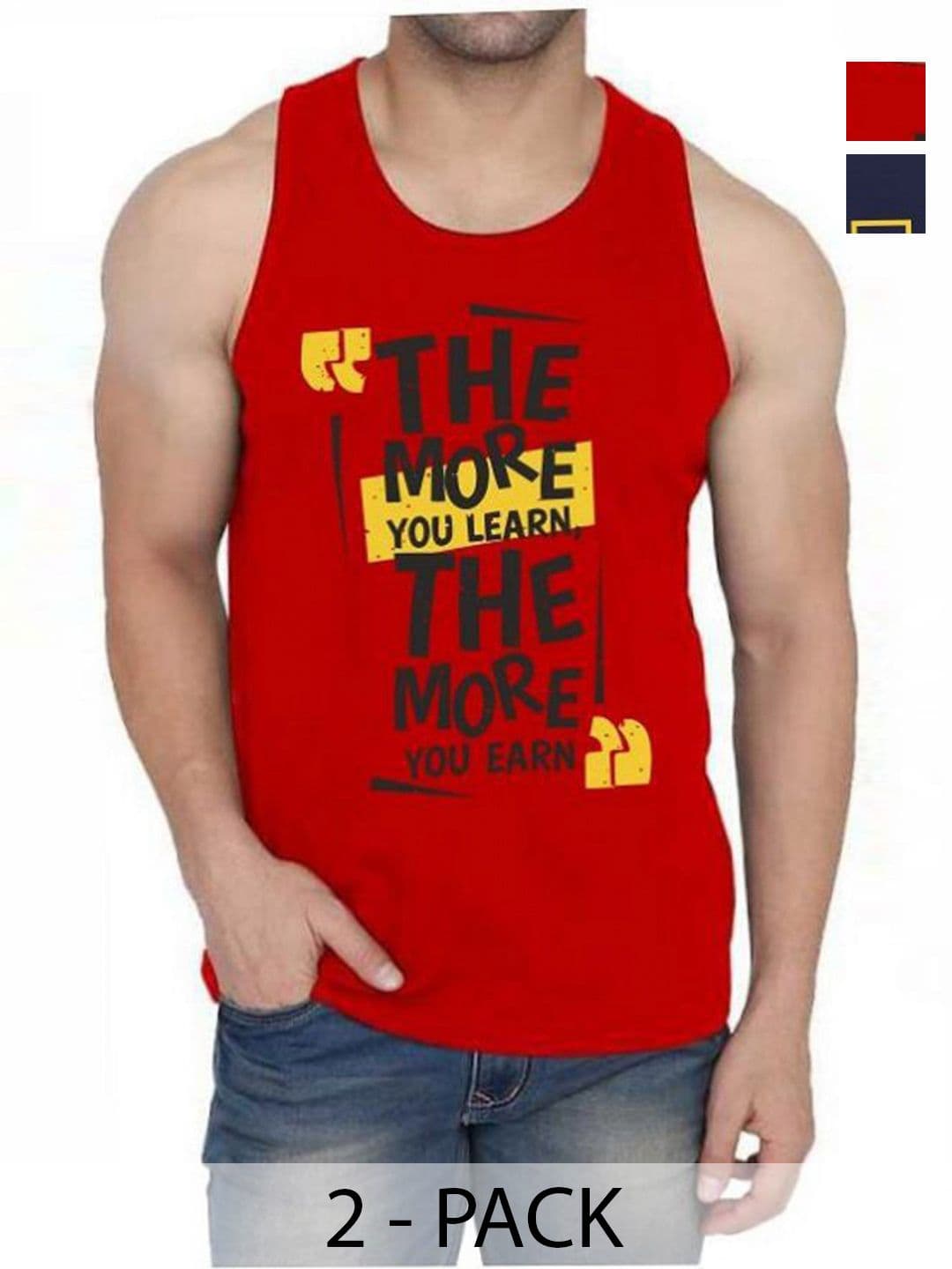 WOOSTRO Men Pack Of 2 Typography Printed Round Neck Cotton Slim Fit T-shirts - view 1