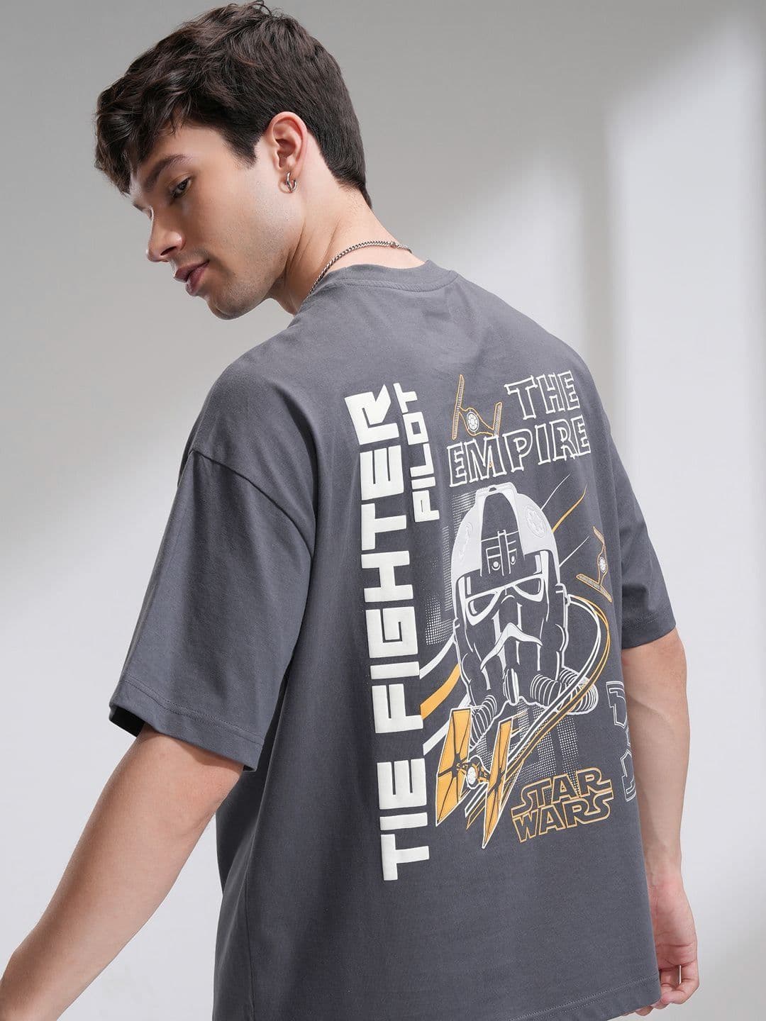 HIGHLANDER Star Wars Men Round Neck Half Sleeve Oversized T-Shirt - view 1