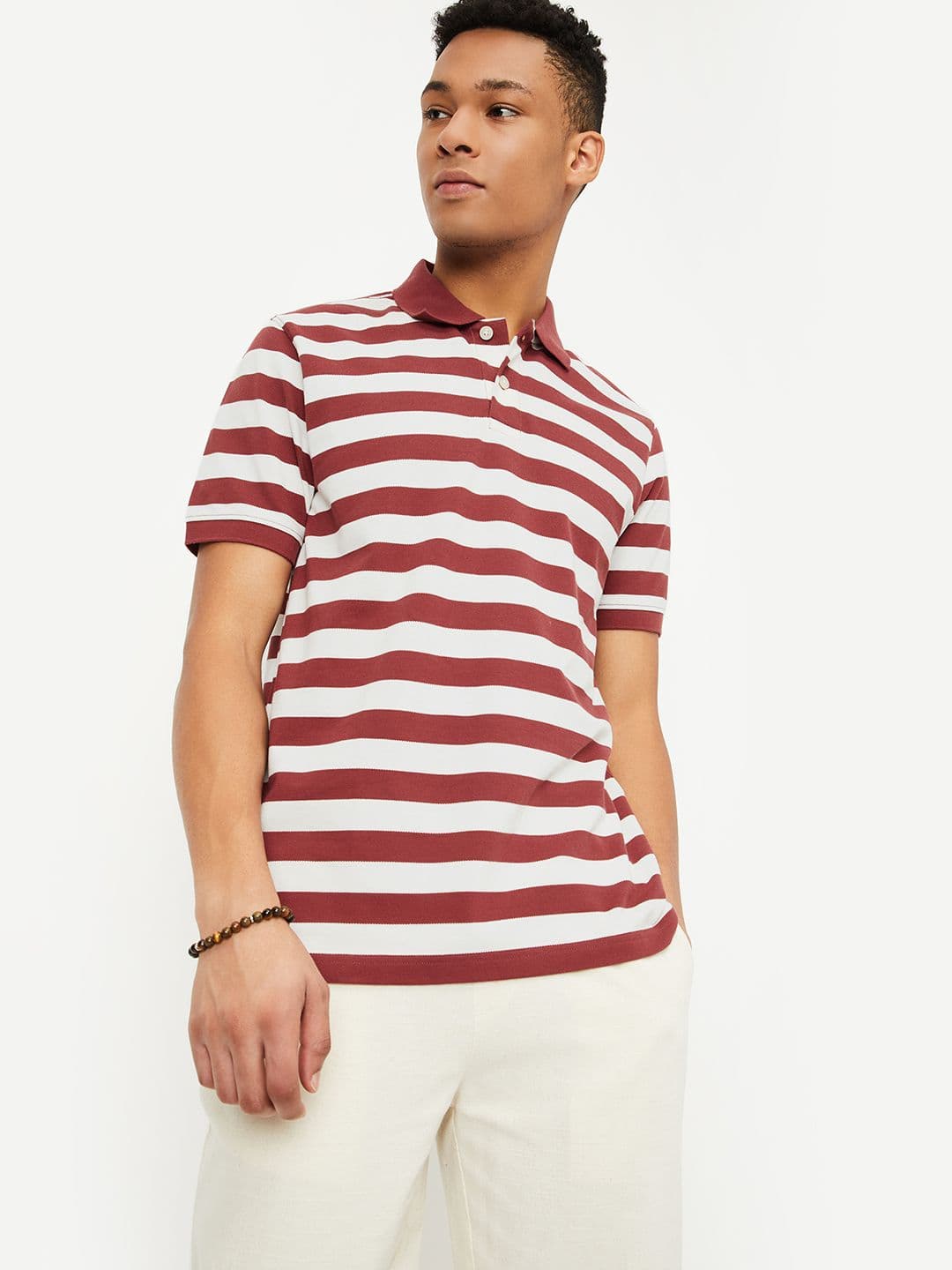 max Men Striped Polo Collar T-shirt - view 1