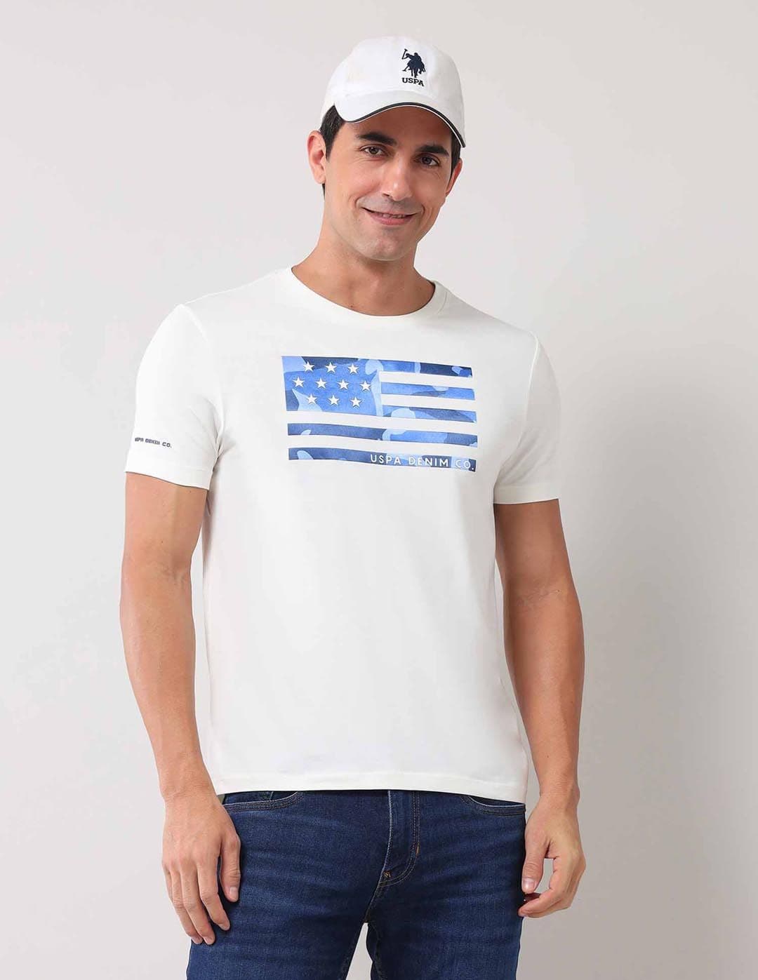 U.S. Polo Assn. Denim Co. Men Graphic Printed Round Neck Cotton Slim Fit T-shirt - view 1