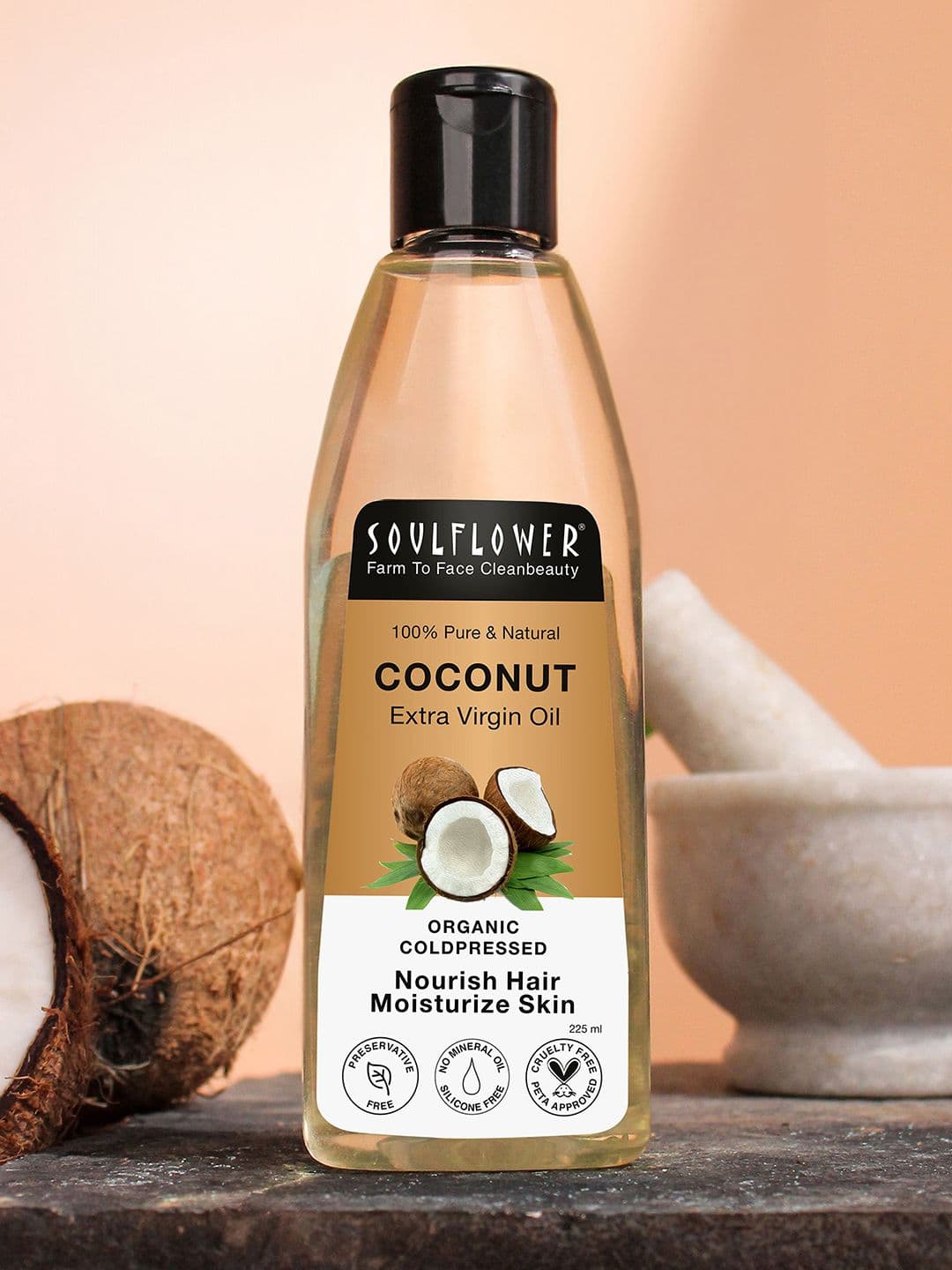 Soulflower Organic Cold Pressed Extra Virgin Coconut Oil - 225ml - view 1