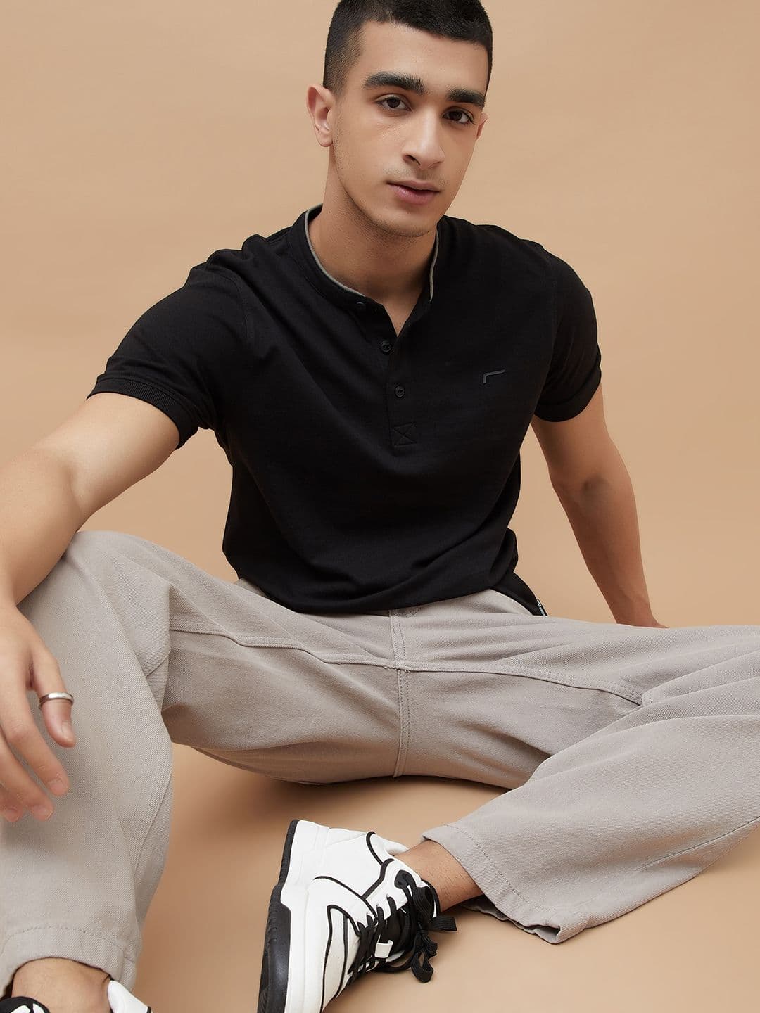 Fame Forever by Lifestyle Men Solid Polo Collar Cotton T-shirt - view 1