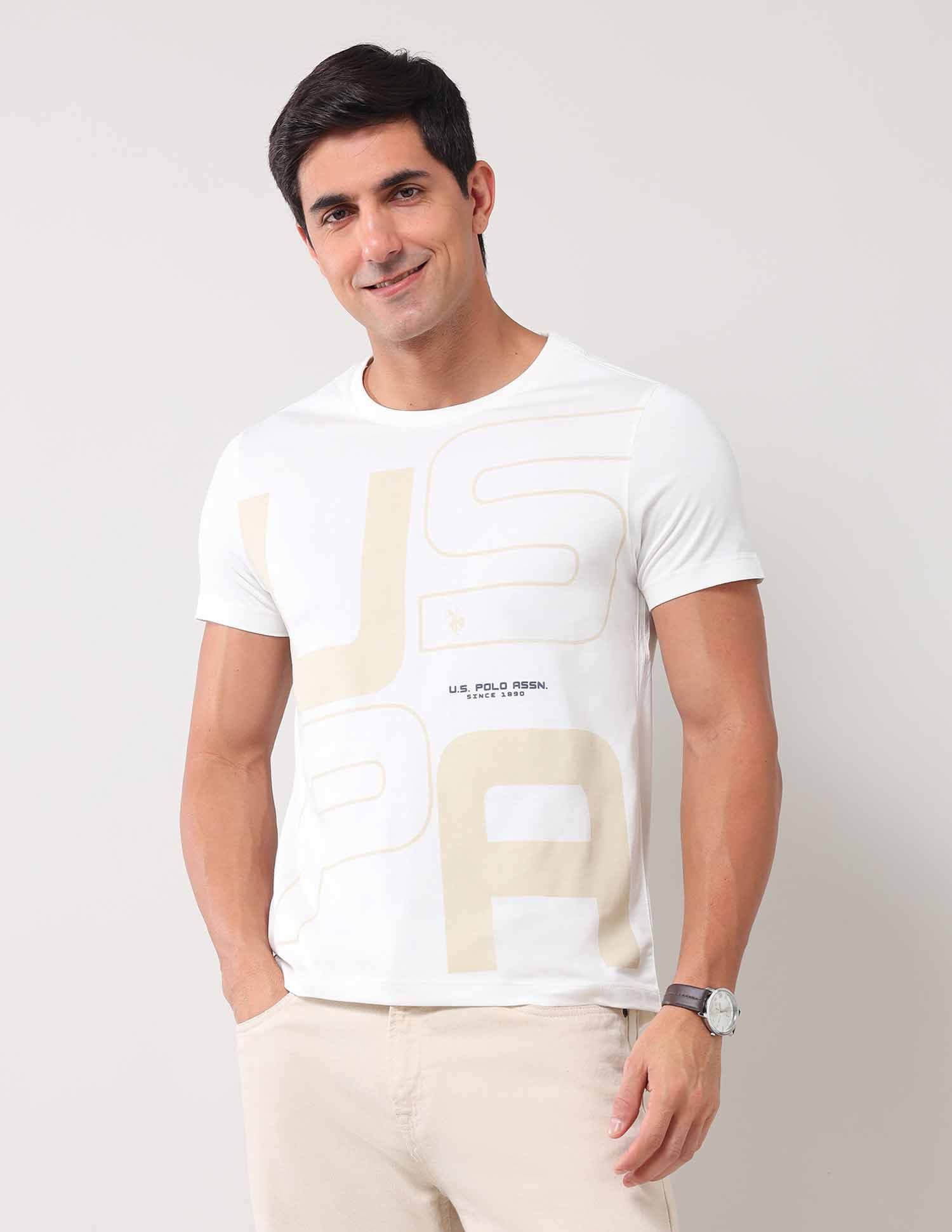 U.S. Polo Assn. Denim Co. Men Typography Printed Round Neck Cotton Slim Fit T-shirt - view 1