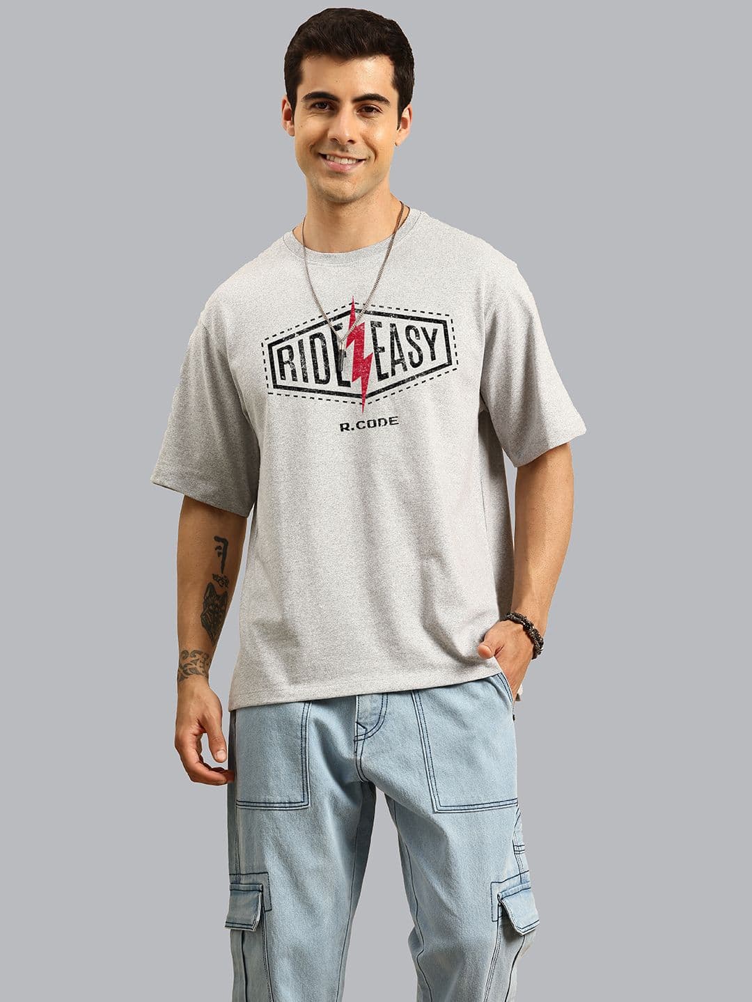 R.Code by The Roadster Life Co. Men Applique T-shirt - view 1