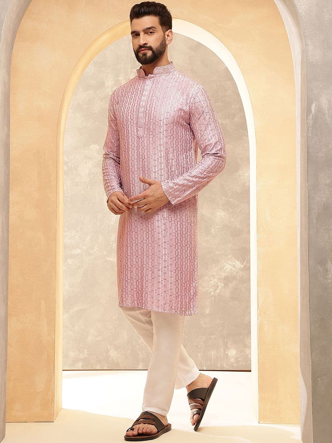 SOJANYA Men Embroidered Thread Work Kurta - view 1