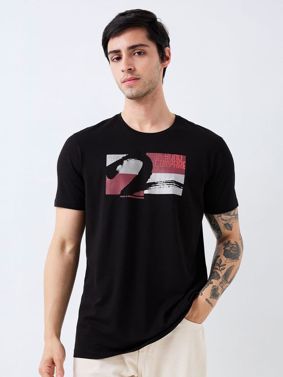 SPYKAR Men Graphic Printed Round Neck Cotton Slim Fit T-shirt - view 1
