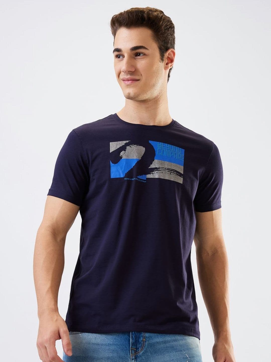SPYKAR Men Graphic Printed Round Neck Cotton Slim Fit T-shirt - view 1