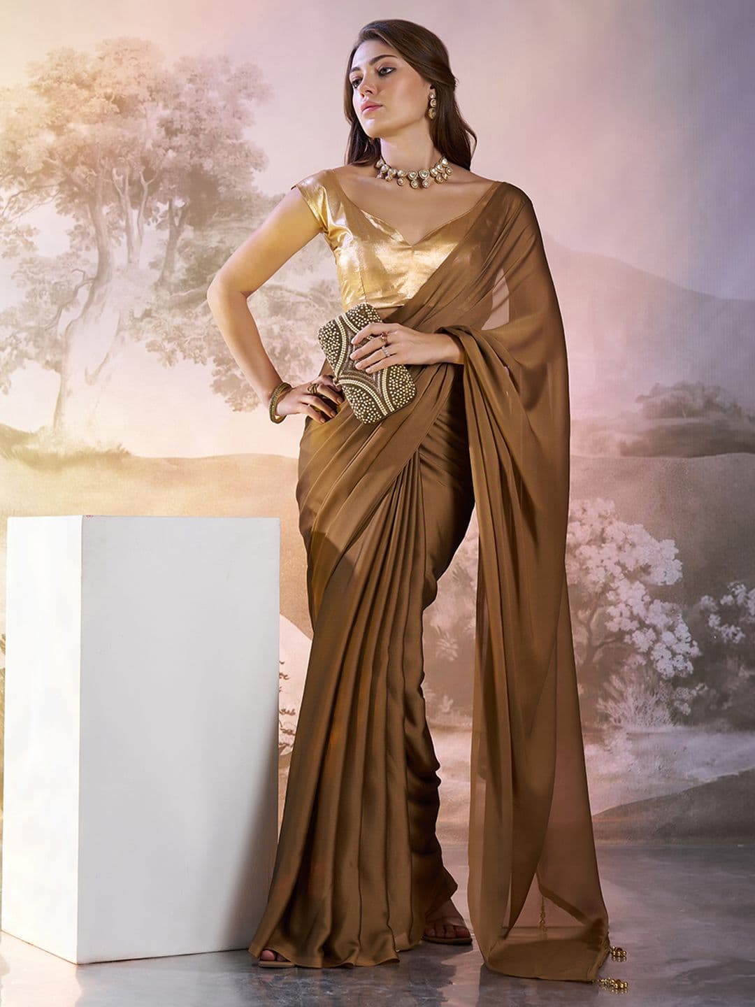 Mitera Pure Chiffon Saree With Blouse Piece - view 1