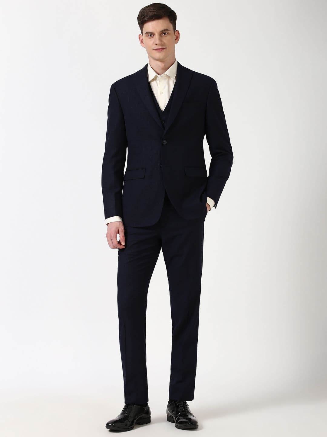 Peter England Elite Men Striped Slim Fit Single-Breasted Three Piece Formal Suit - view 1